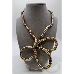 Sculptural Foldable Snake Chain Necklace Mixed Metal Tones Moldable Statement